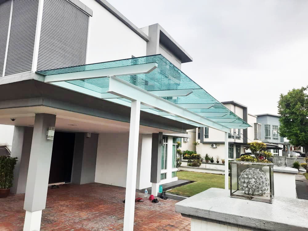 Pergola kaca rumah semi-D