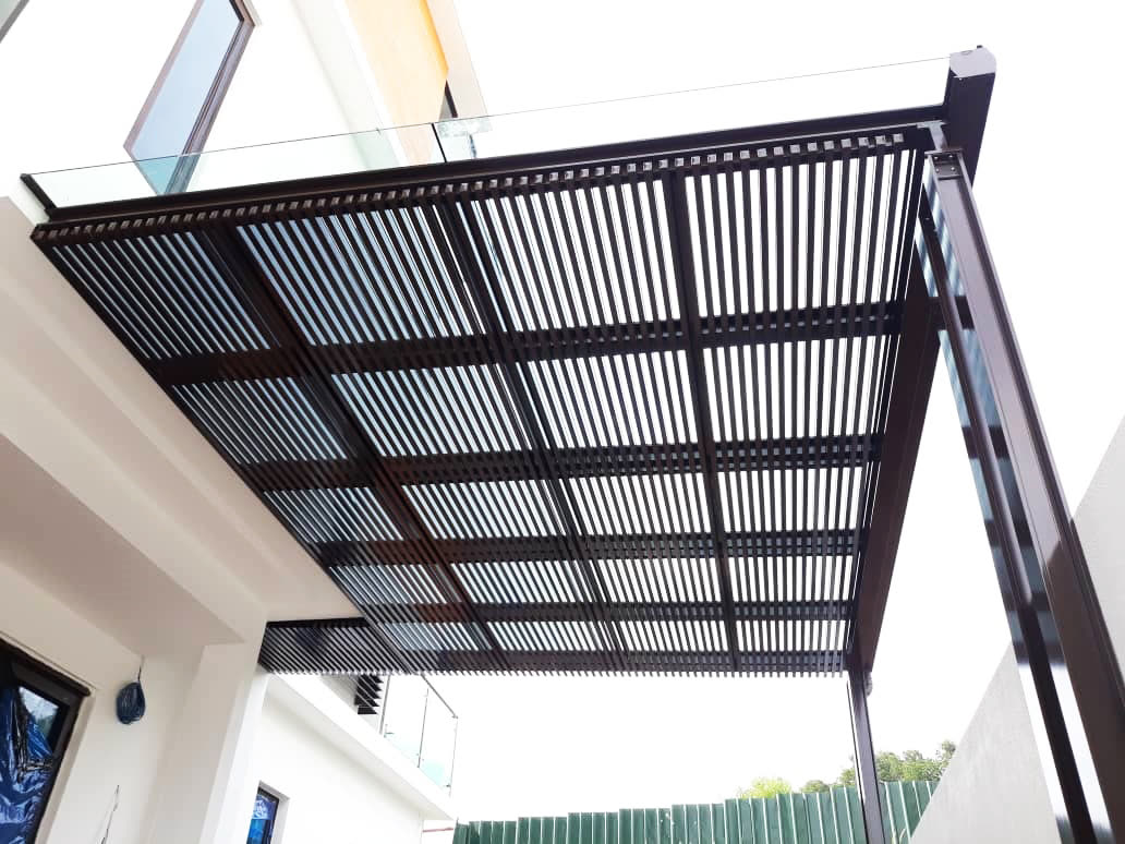 Pergola i-TEC aluminium corak kayu